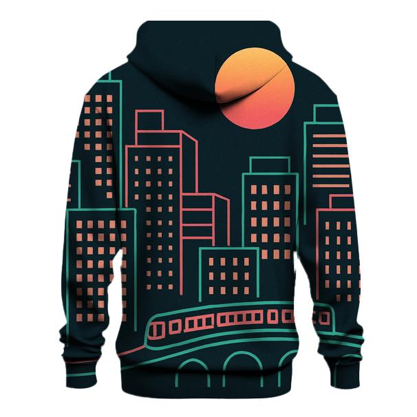City Night Neon Skyline Groove premium hoodies