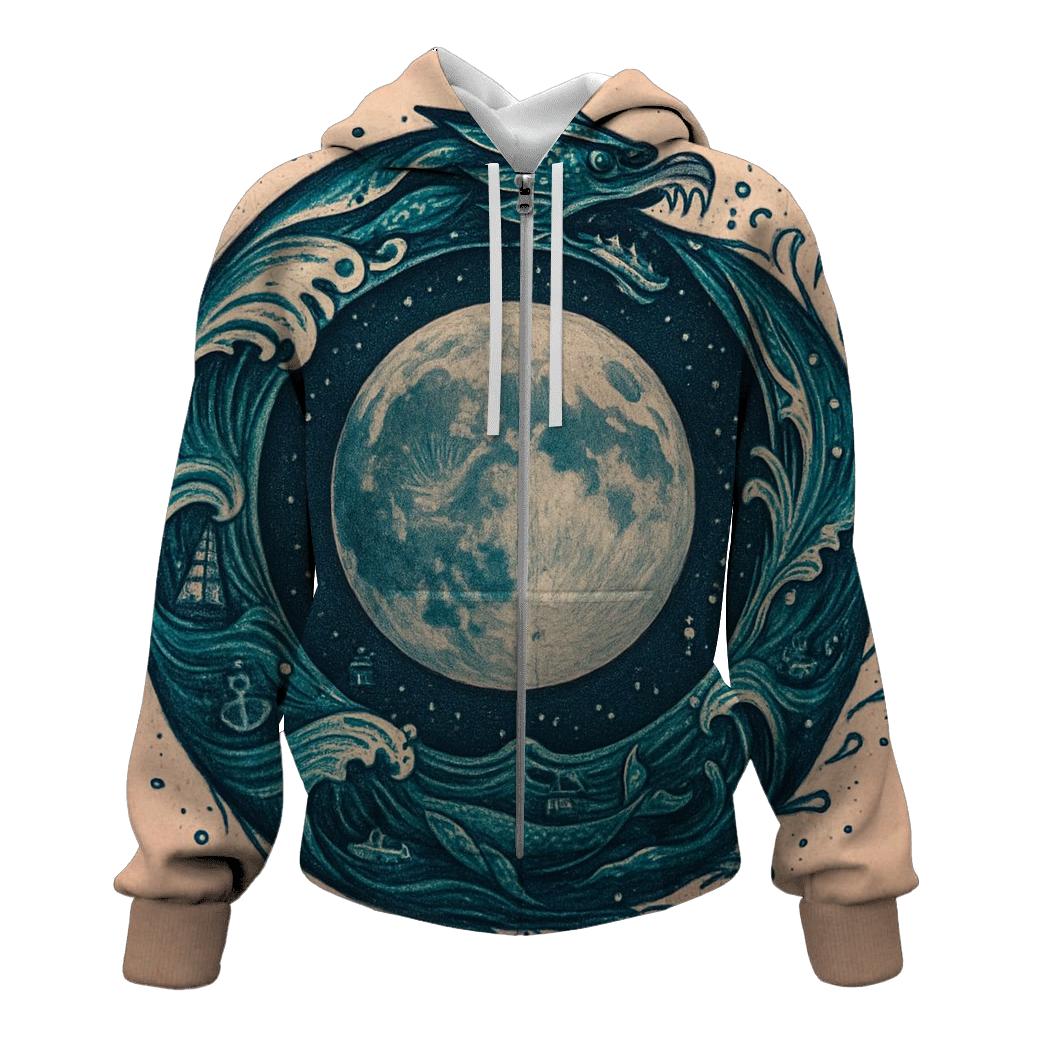 Tidal Moon Ouroboros zip-up hoodies