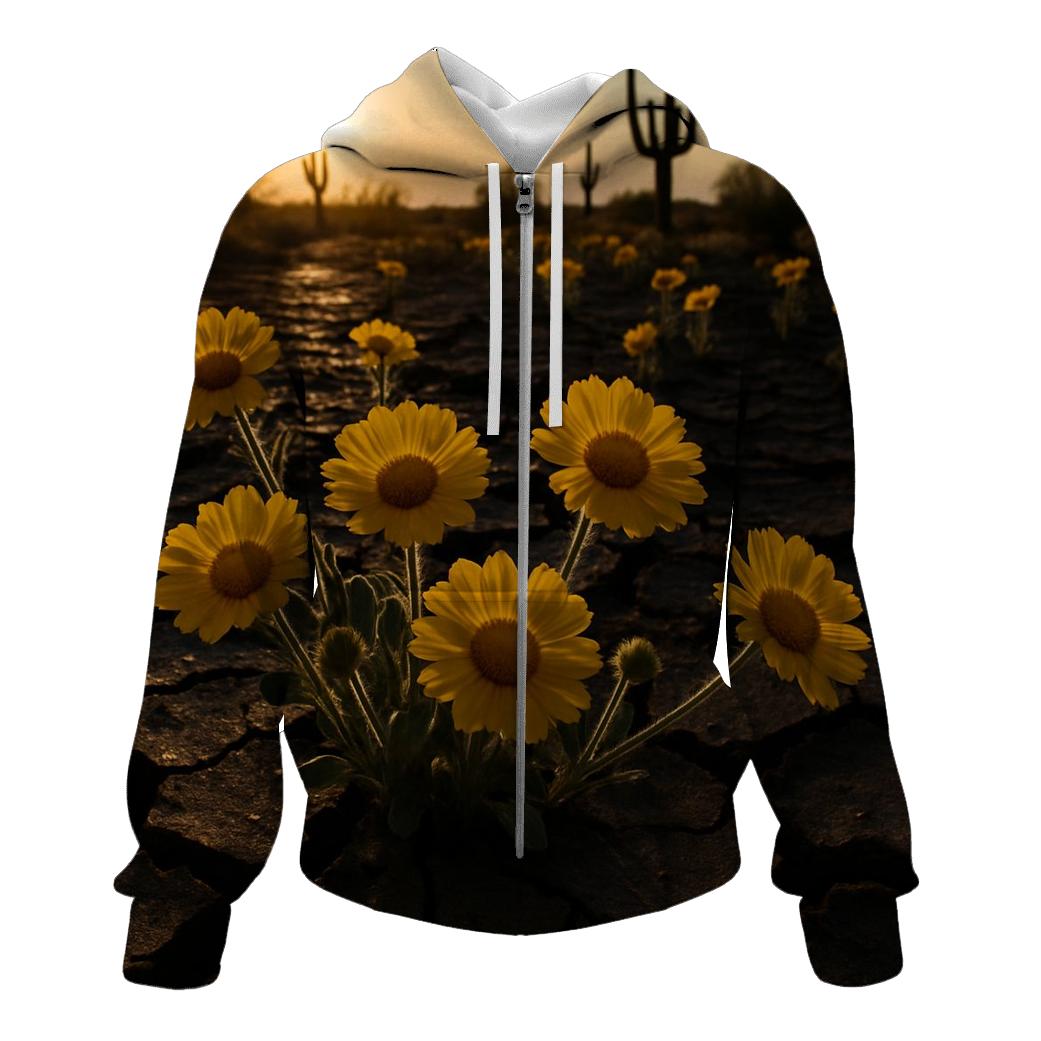 Desert Marigolds After The First Monsoon embroidered hoodies