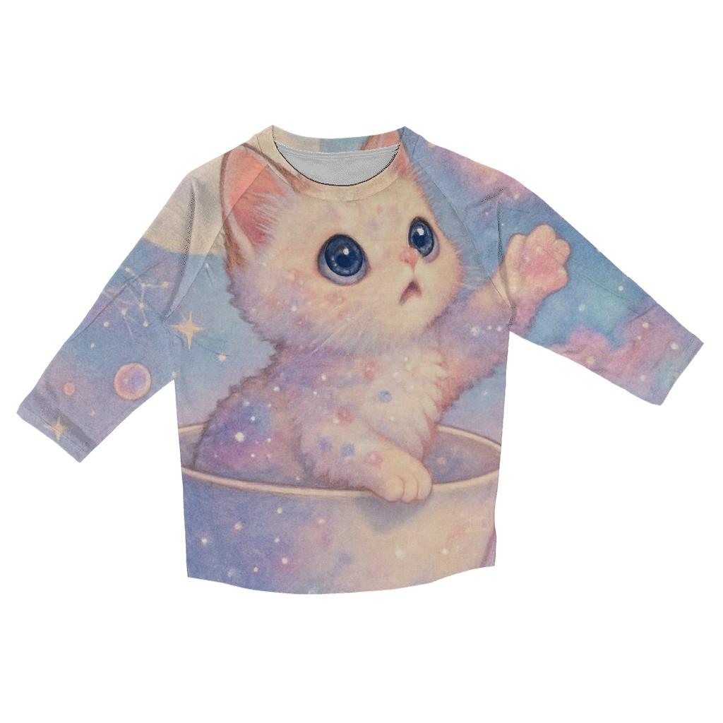 Starlit Teacup Voyager Cat designer 3/4 sleeve blouses