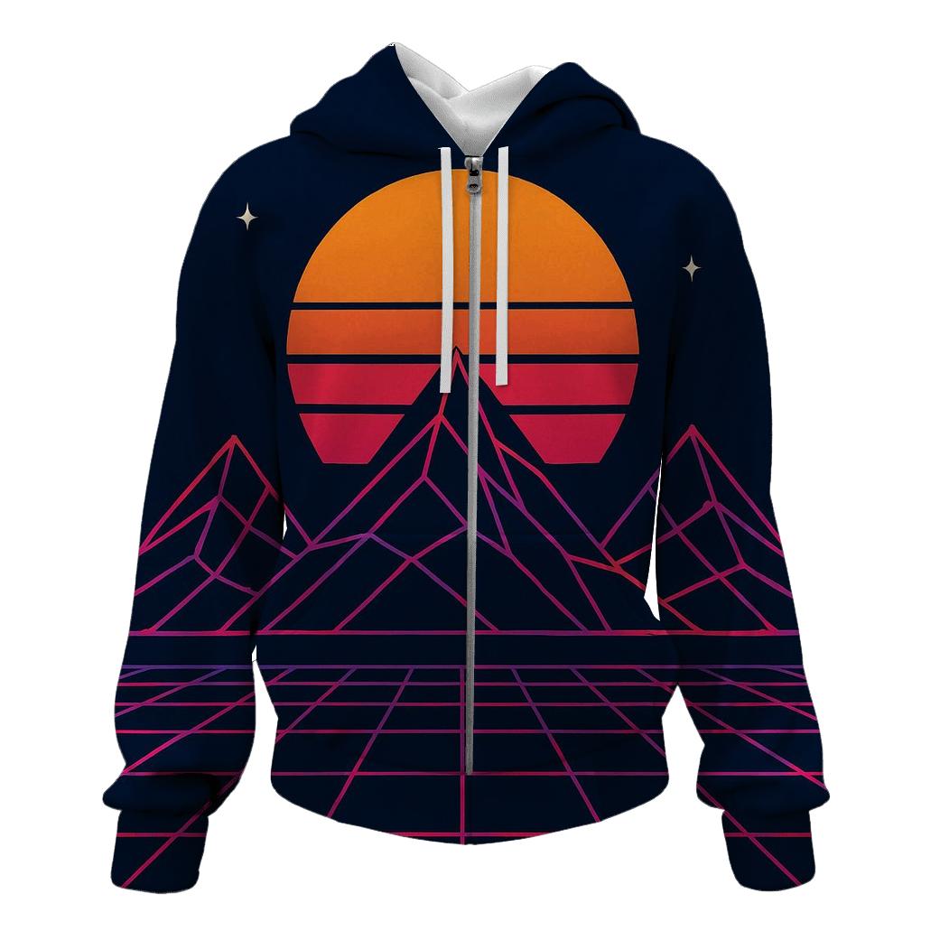 Retro Grid Mountainscape lightweight hoodies