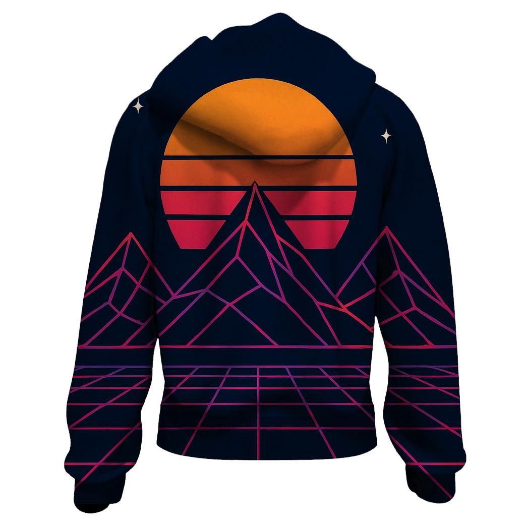Retro Grid Mountainscape lightweight hoodies
