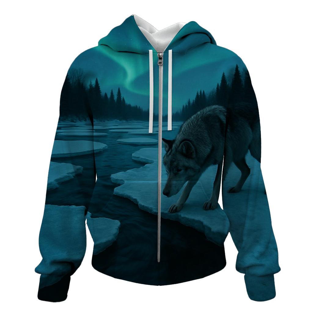 Frozen River Crossing At Blue Hour graphic hoodies