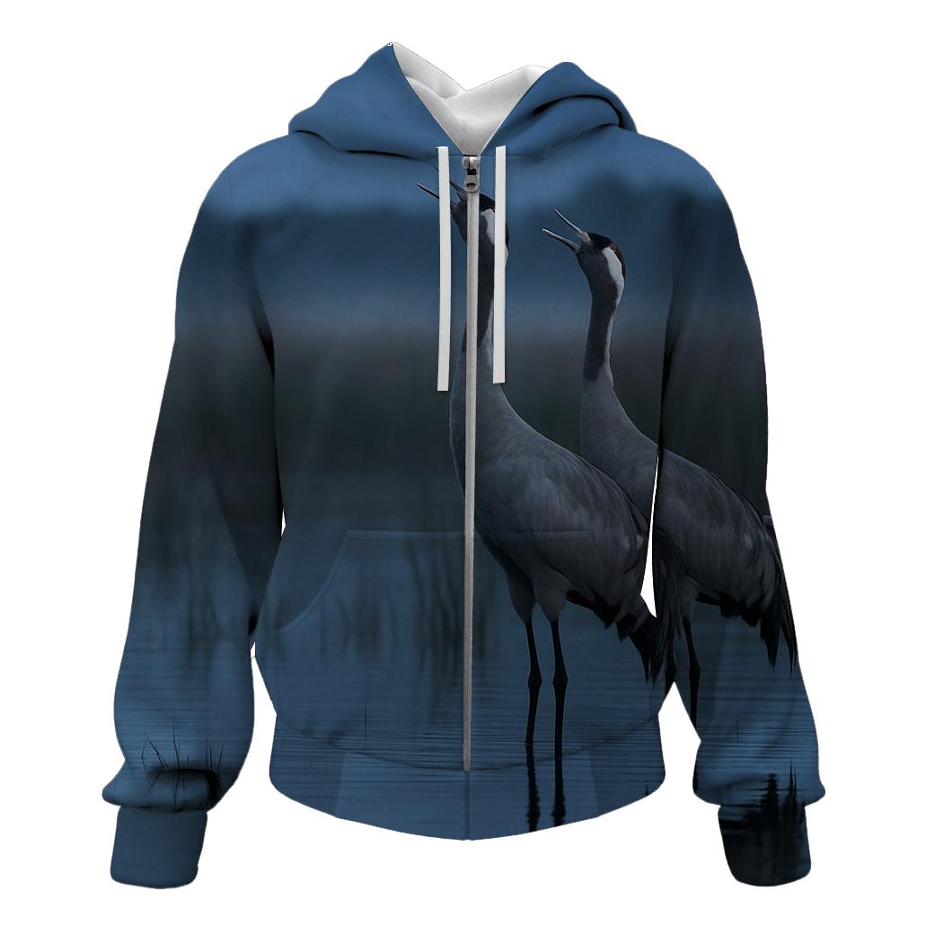 Twilight Marsh Chorus Common Cranes hoodie styles