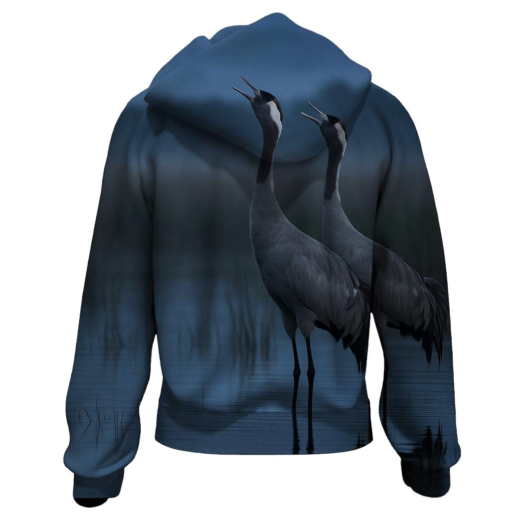 Twilight Marsh Chorus Common Cranes hoodie styles