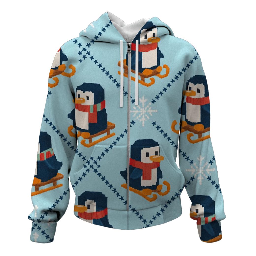 Polar Penguin Sled Tracks Design hoodie designs