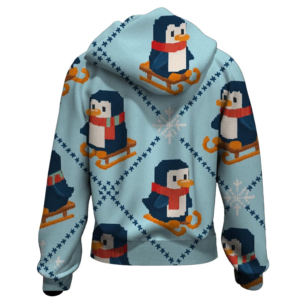 Polar Penguin Sled Tracks Design hoodie designs