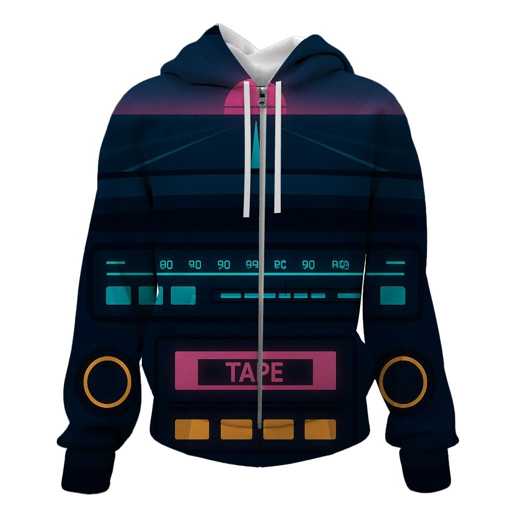 Neon Night Drive Radio heavyweight hoodies