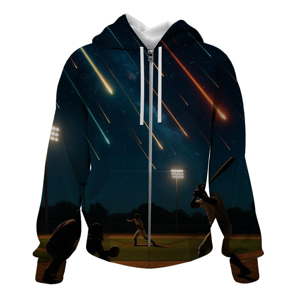 Meteor Shower Baseball Night designer hoodies