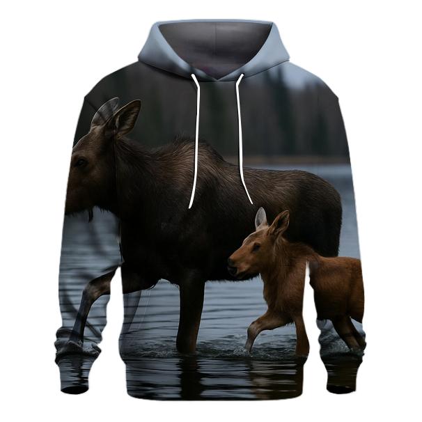 Boreal Crossing Moose Cow And Calf zip-up hoodies