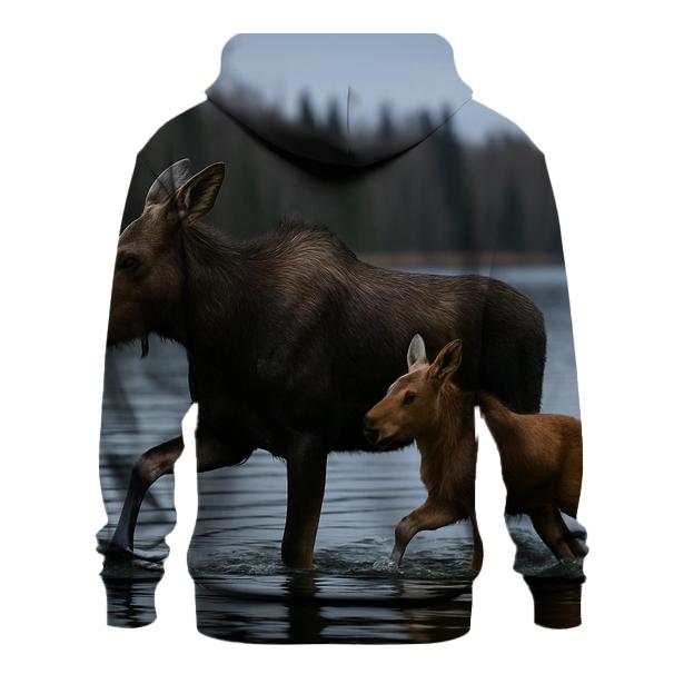 Boreal Crossing Moose Cow And Calf zip-up hoodies