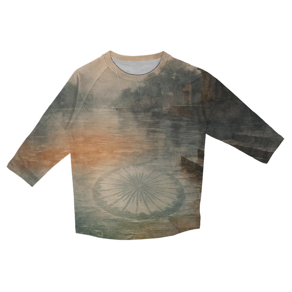 Indian Monsoon Flag Reflection casual three quarter sleeve shirts