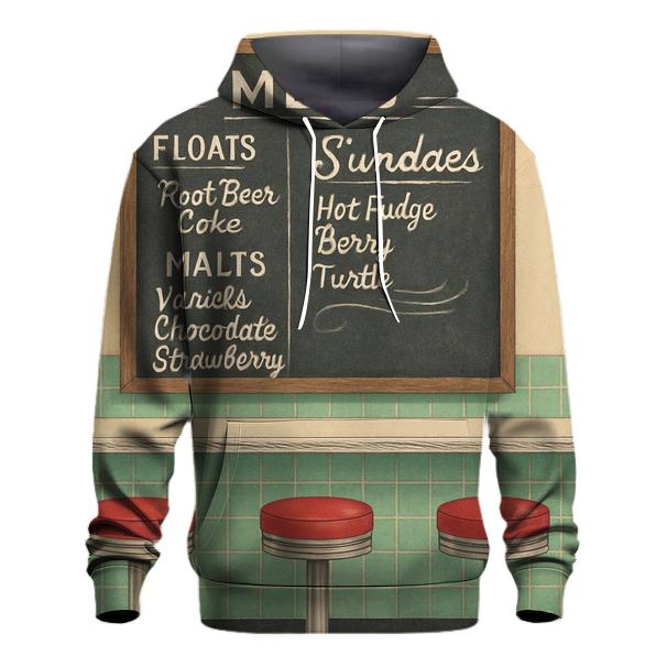 Retro Soda Fountain Menu Board designer hoodies