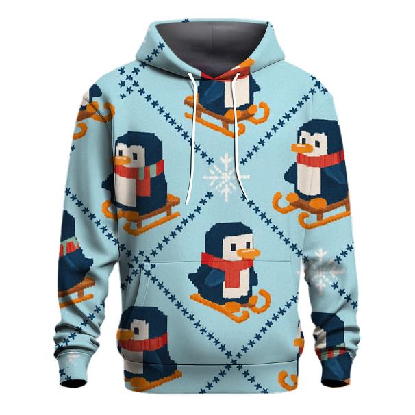 Polar Penguin Sled Tracks Design lightweight hoodies