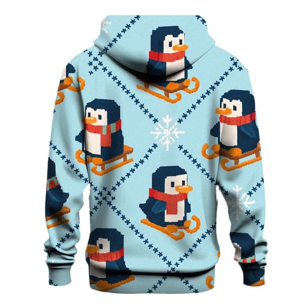 Polar Penguin Sled Tracks Design lightweight hoodies