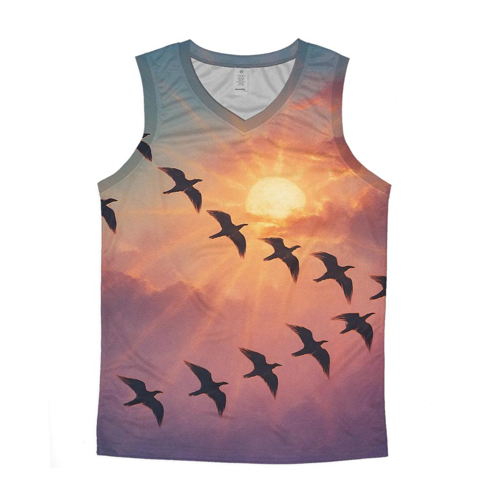 Aerial Flight Through Ember Clouds personalized athletic tanks