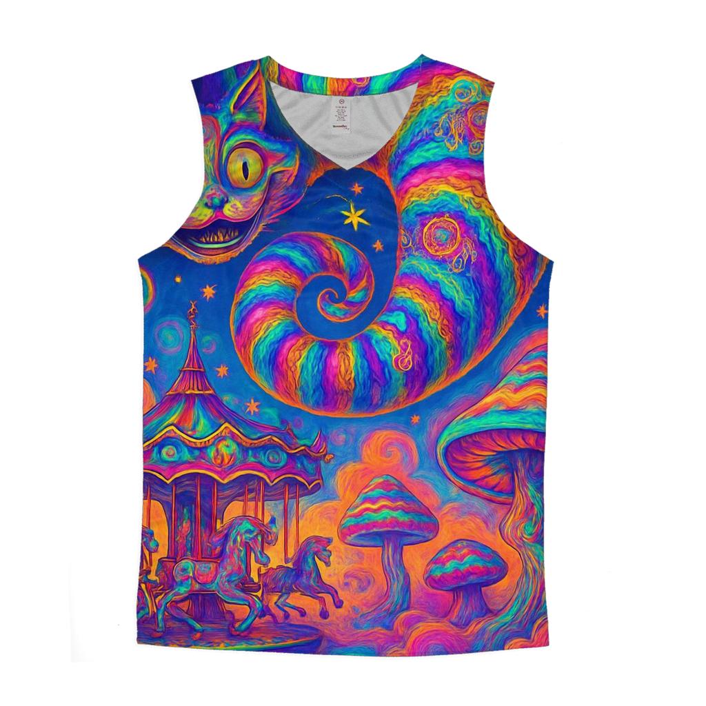Psychedelic Carnival Cheshire Cat casual summer tank tops