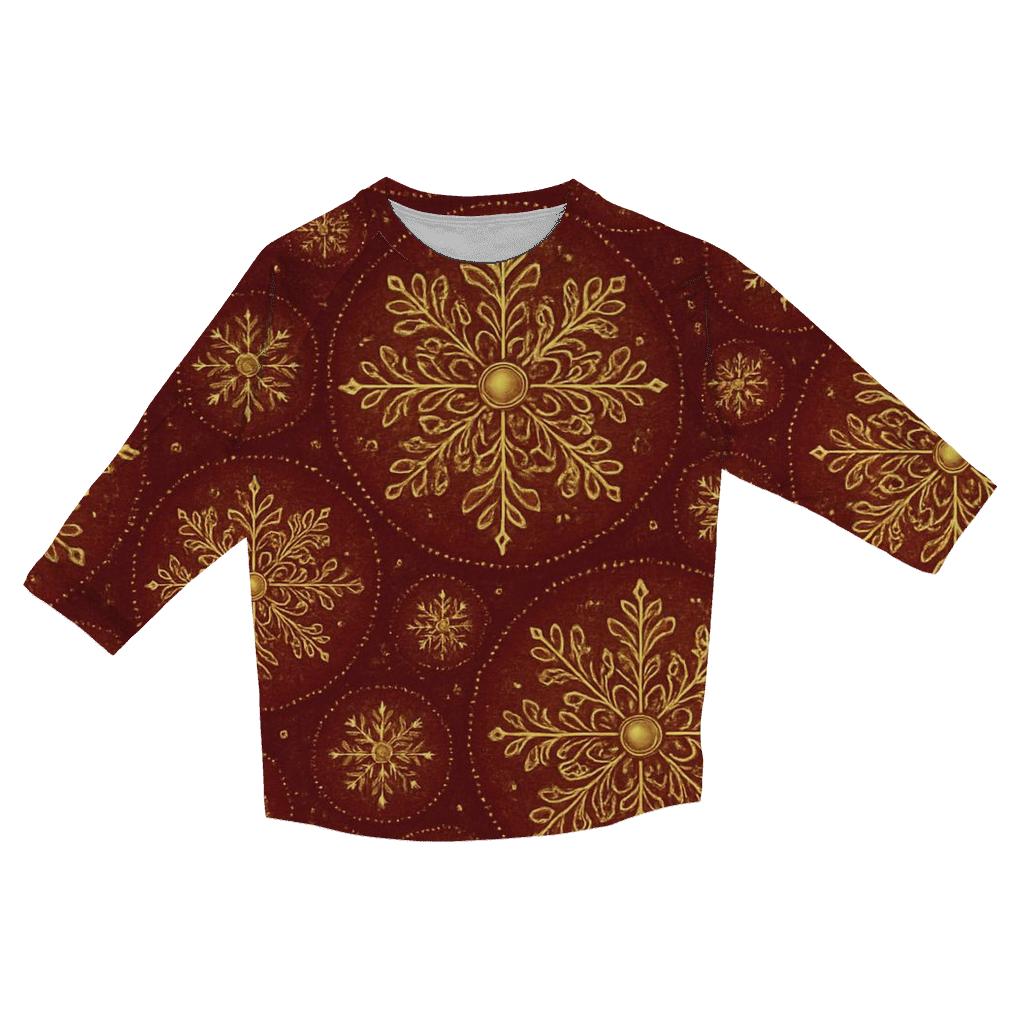 Golden Snowflake Medallion Tessellation casual three quarter sleeve shirts