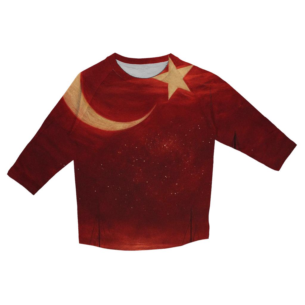 Turkish Flag Crescent Sky Over Harbor designer 3/4 sleeve blouses