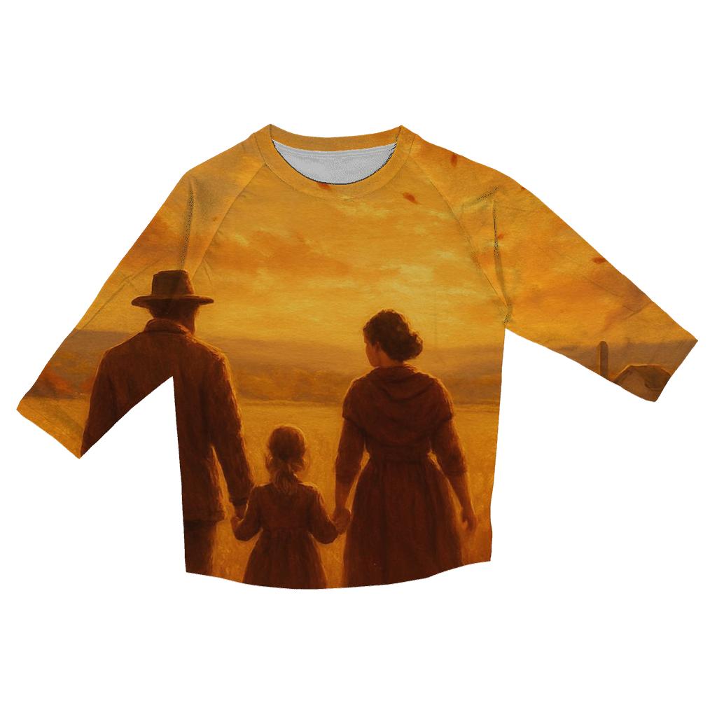 Golden Fields Gratitude Walk trendy 3/4 sleeve tops