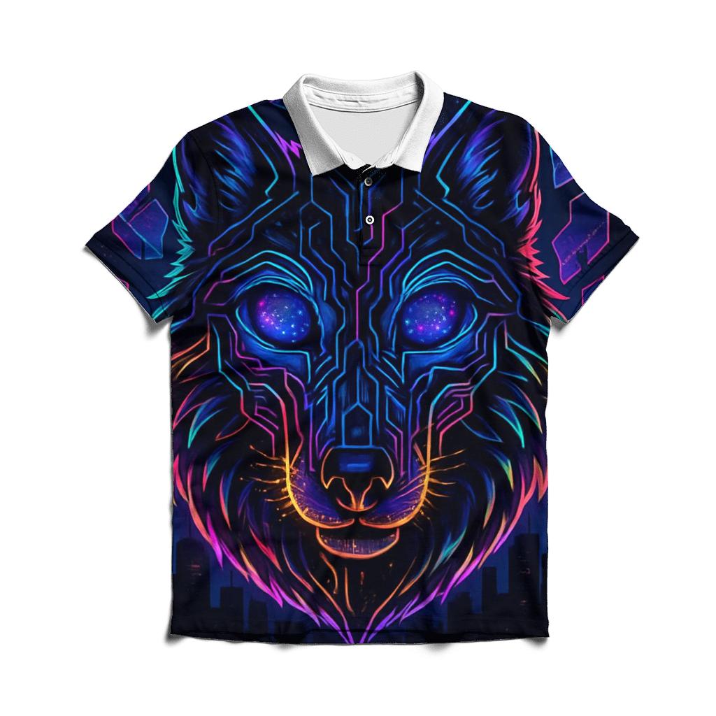 Celestial Alpha Circuit Wolf custom polo shirts