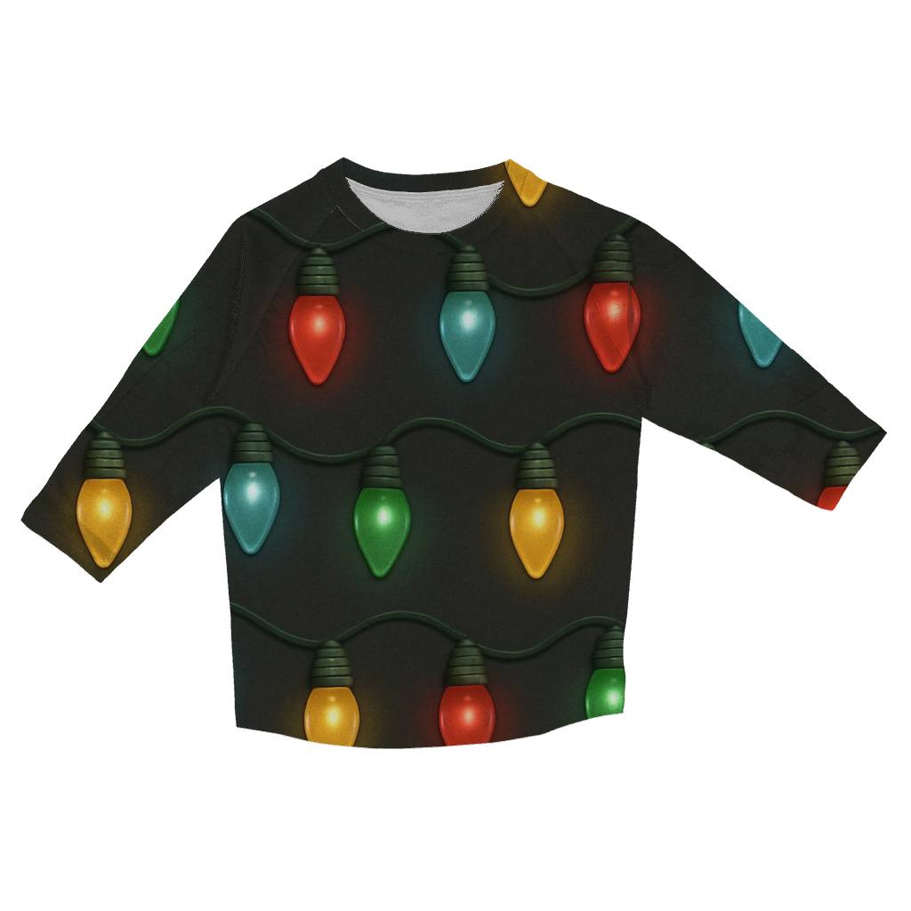Christmas Light Bulb Loop On Charcoal trendy 3/4 sleeve tops