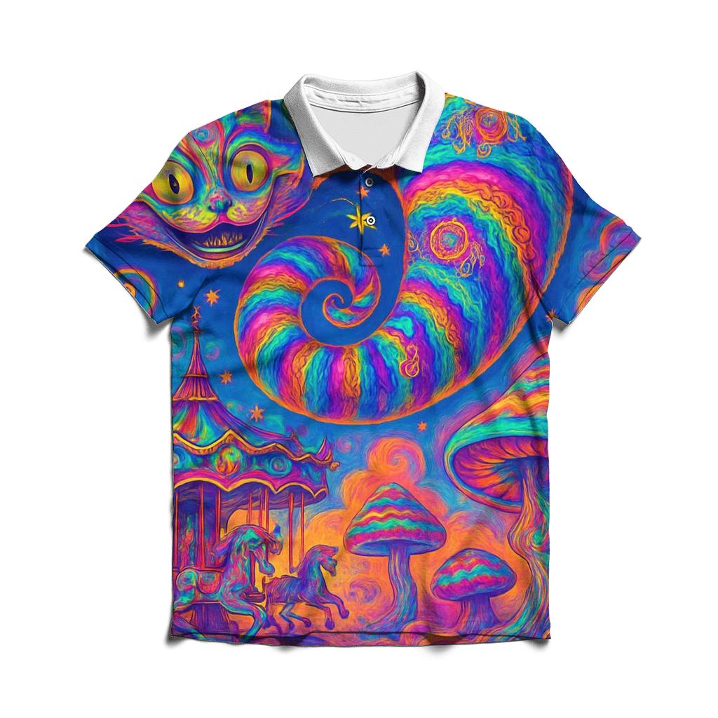 Psychedelic Carnival Cheshire Cat premium cotton polo shirts