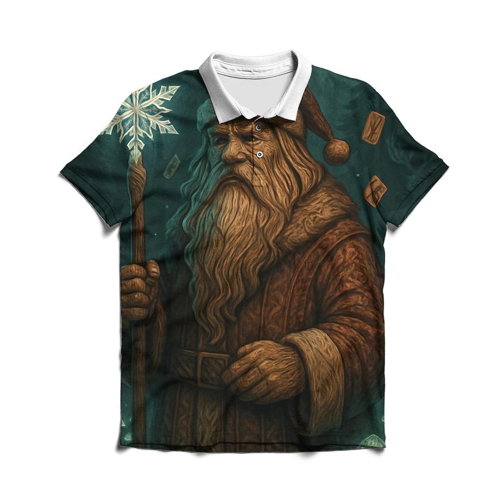Runic Forest Guardian Santa custom polo shirts