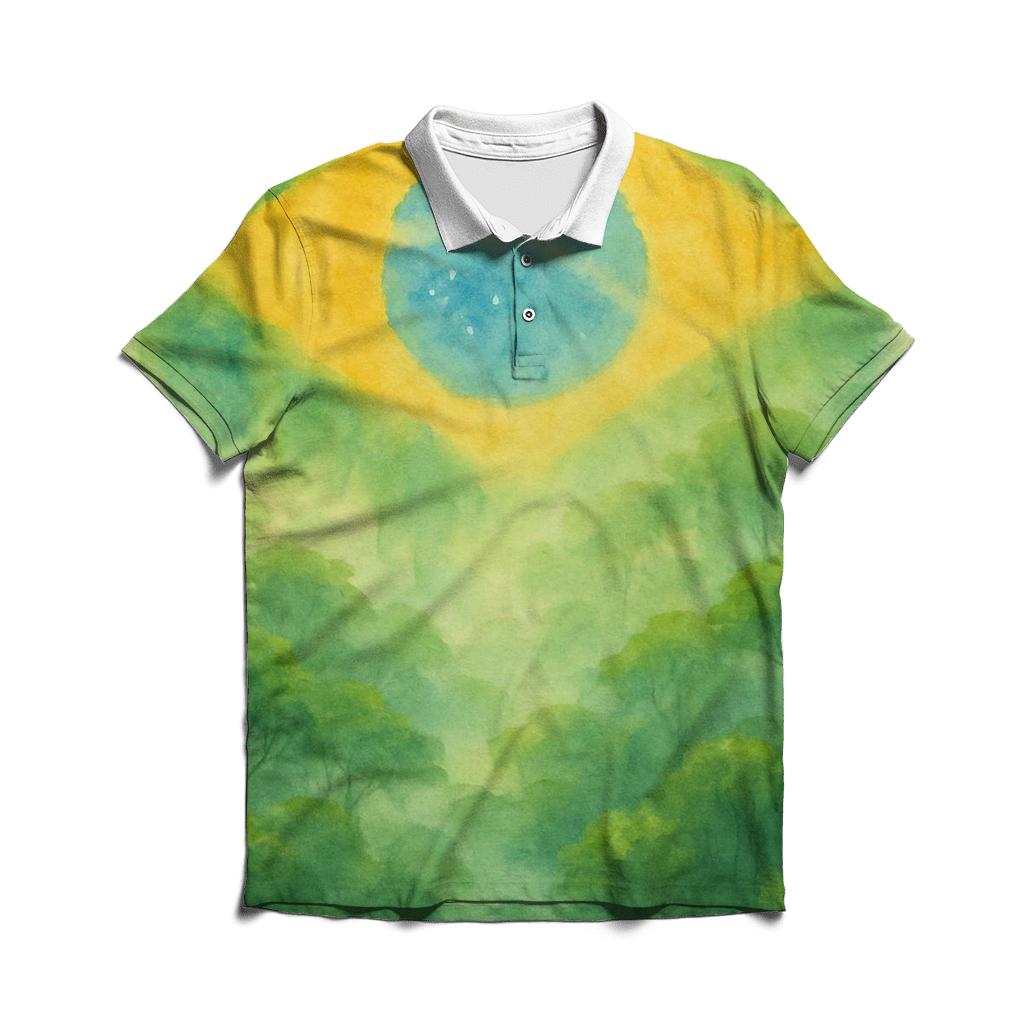Brazilian Rainforest Flag Aurora designer slim fit polos
