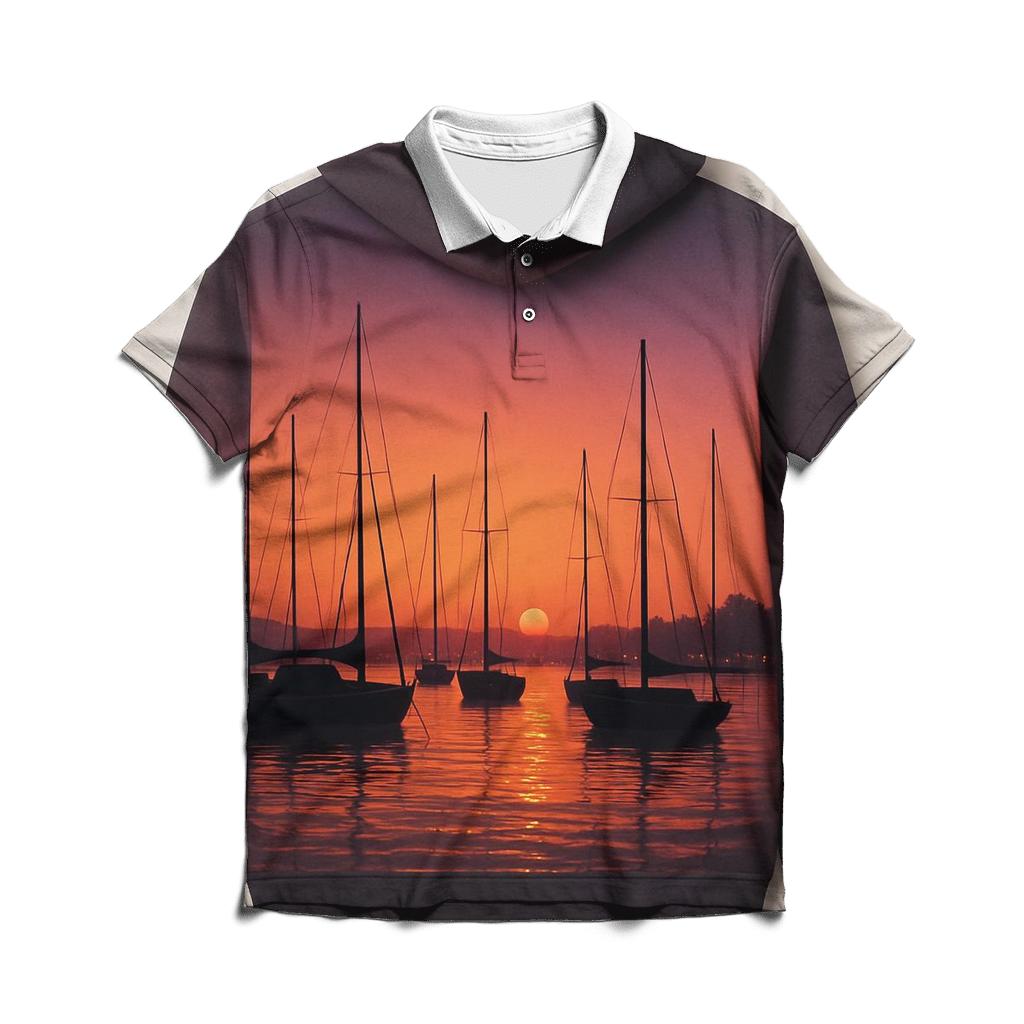 Harbor Lantern Glow premium cotton polo shirts