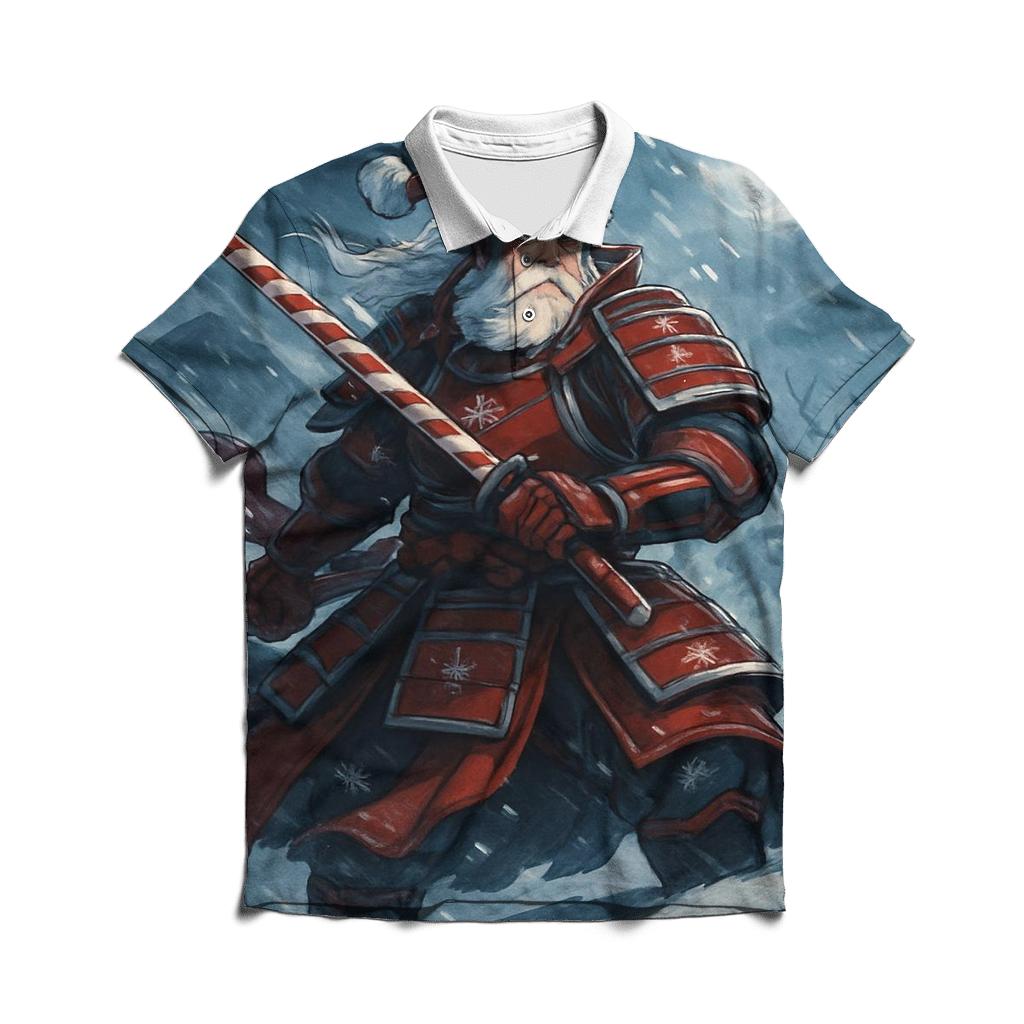 Snowstorm Samurai Santa casual sports polo shirts