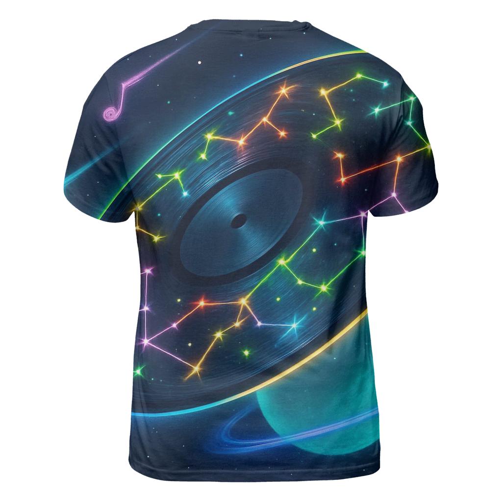 Orbiting Vinyl Skies trendy printed shirt styles