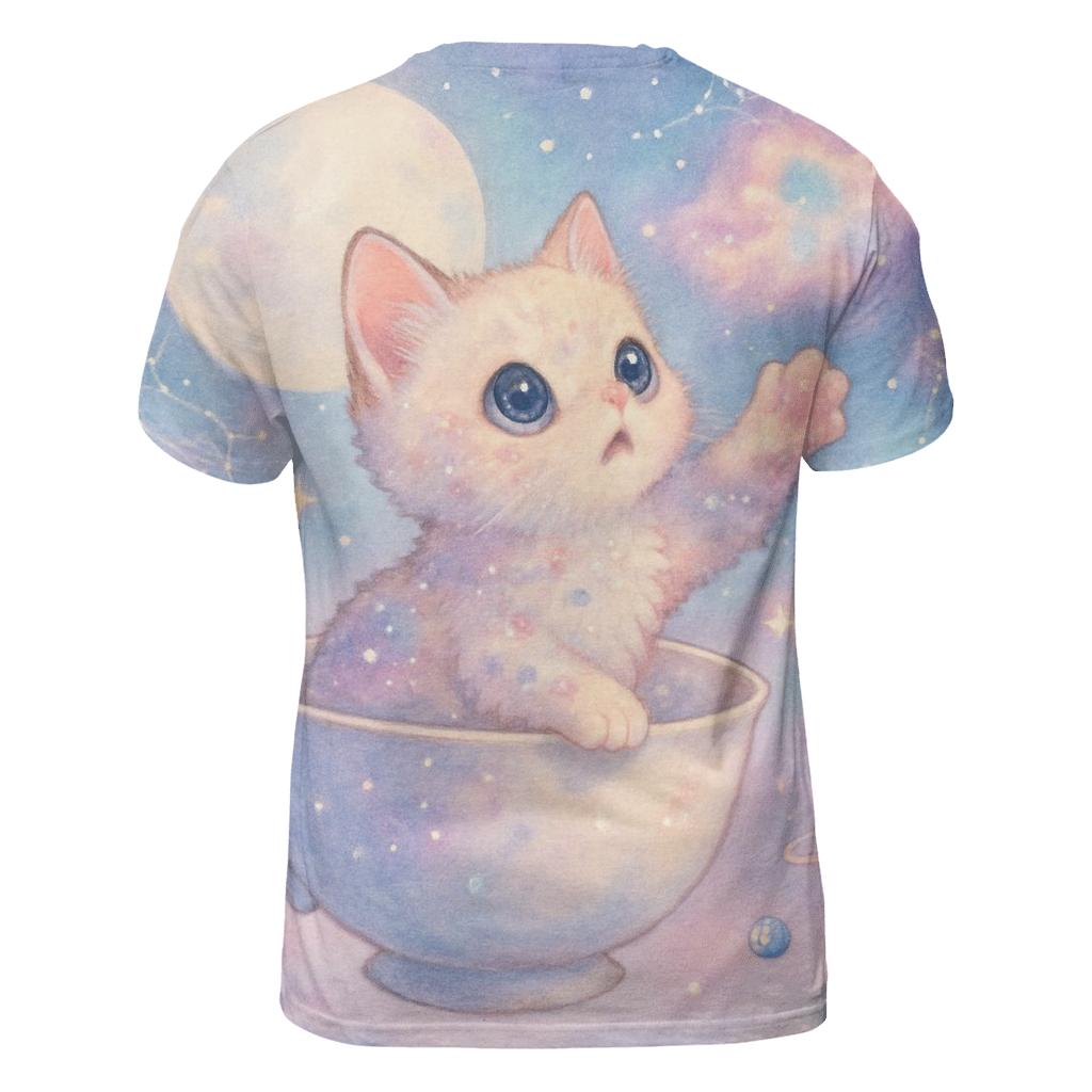 Starlit Teacup Voyager Cat vibrant all-over design tees