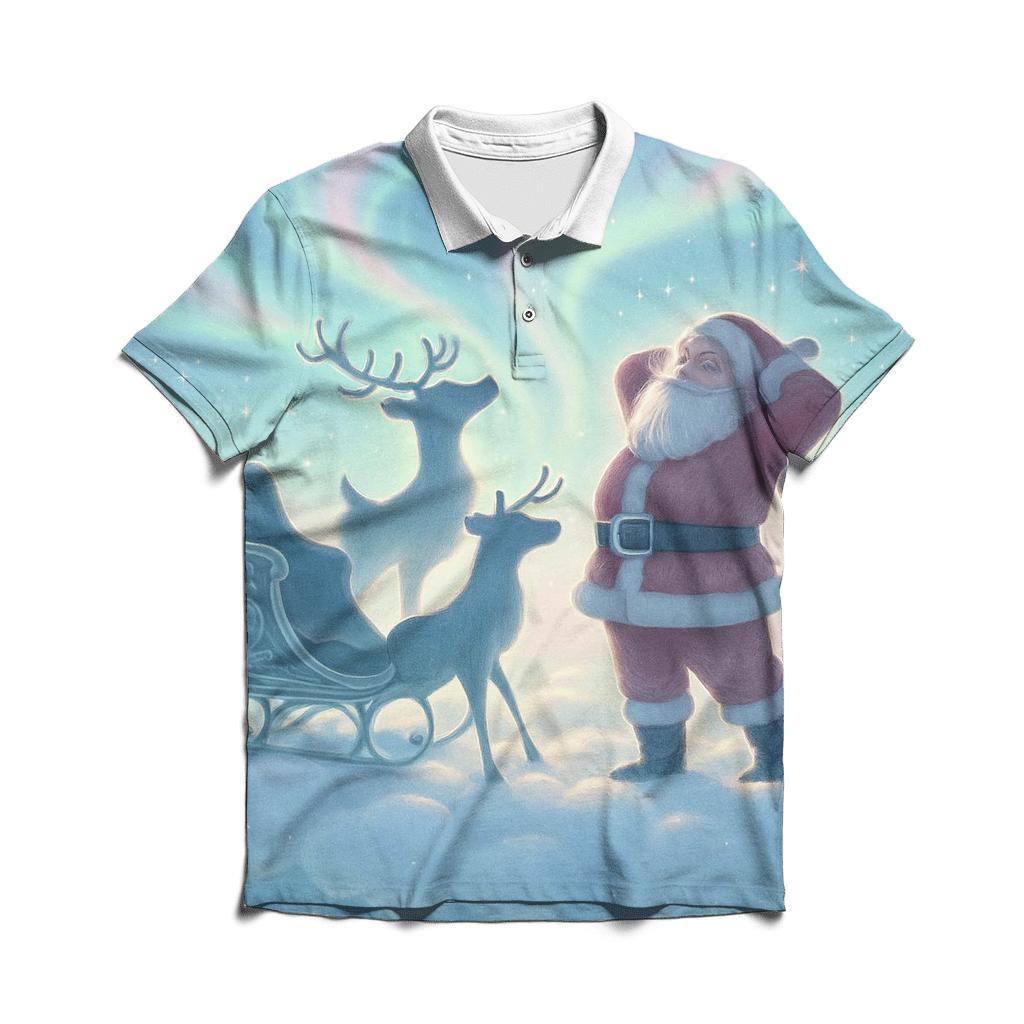 Aurora Sleigh Parking Above The Clouds custom polo shirts