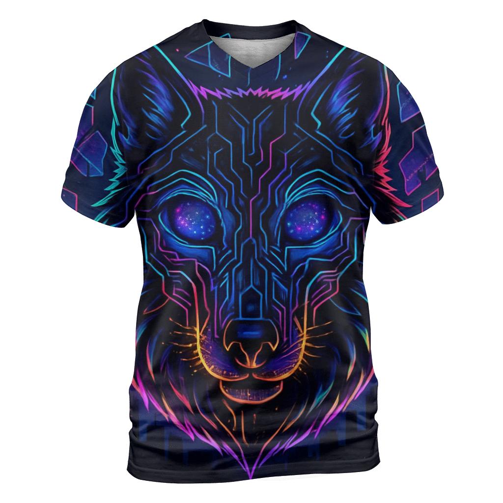 Celestial Alpha Circuit Wolf creative print fashion shirts