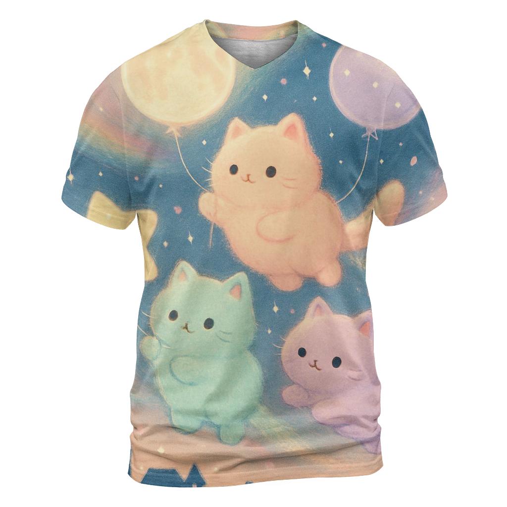 Aurora Balloon Kittens Parade artistic all-over print tops
