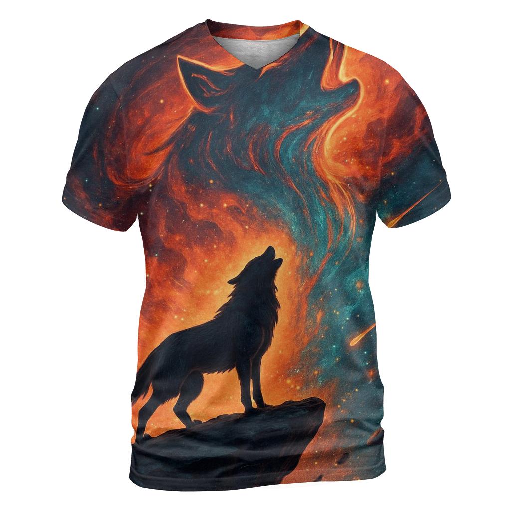 Nebula Howl Horizon artistic all-over print tops