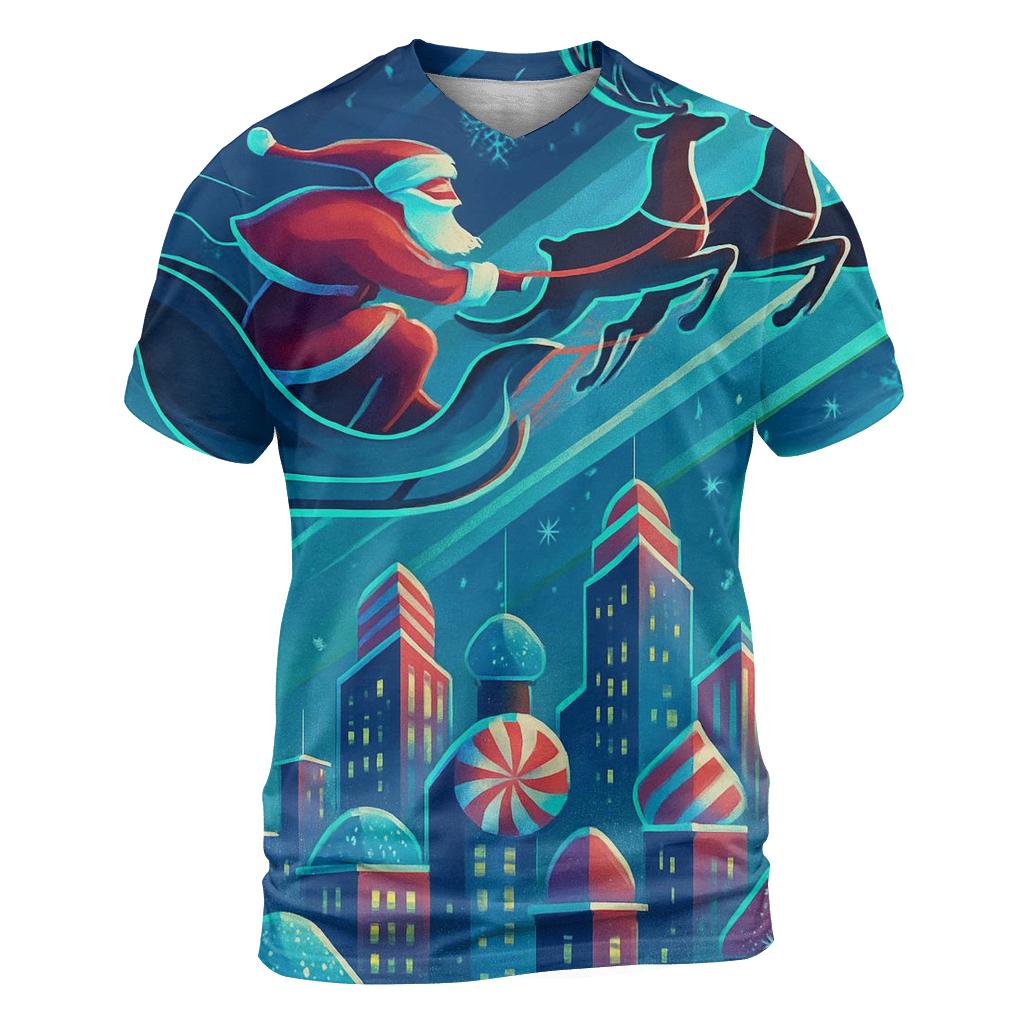 Midnight Sleigh Ride Over Candy Cane City designer pattern shirts