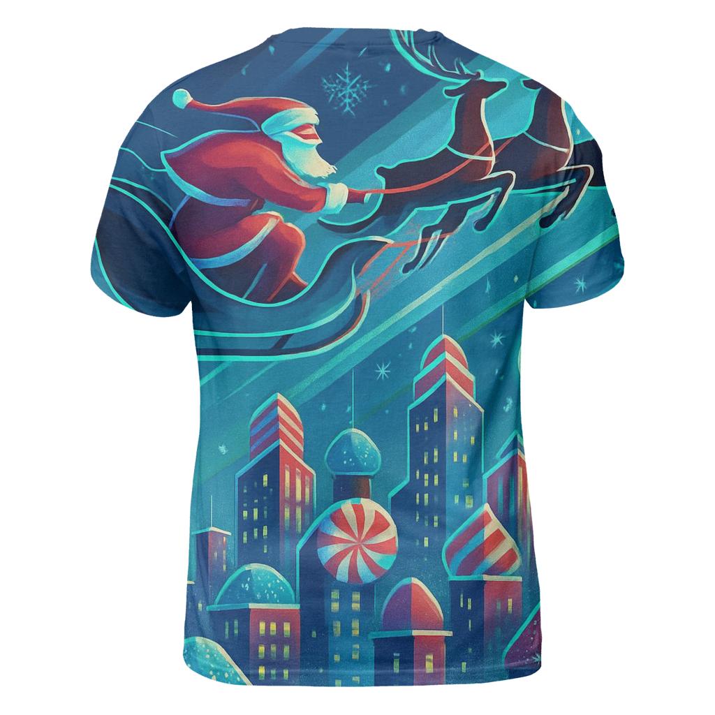 Midnight Sleigh Ride Over Candy Cane City designer pattern shirts