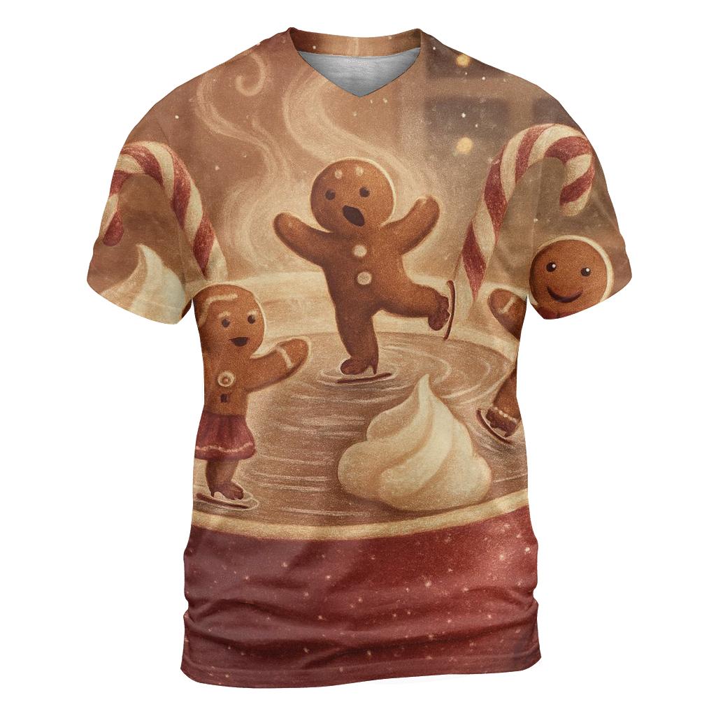 Gingerbread Hot Cocoa Skate Party creative print fashion shirts