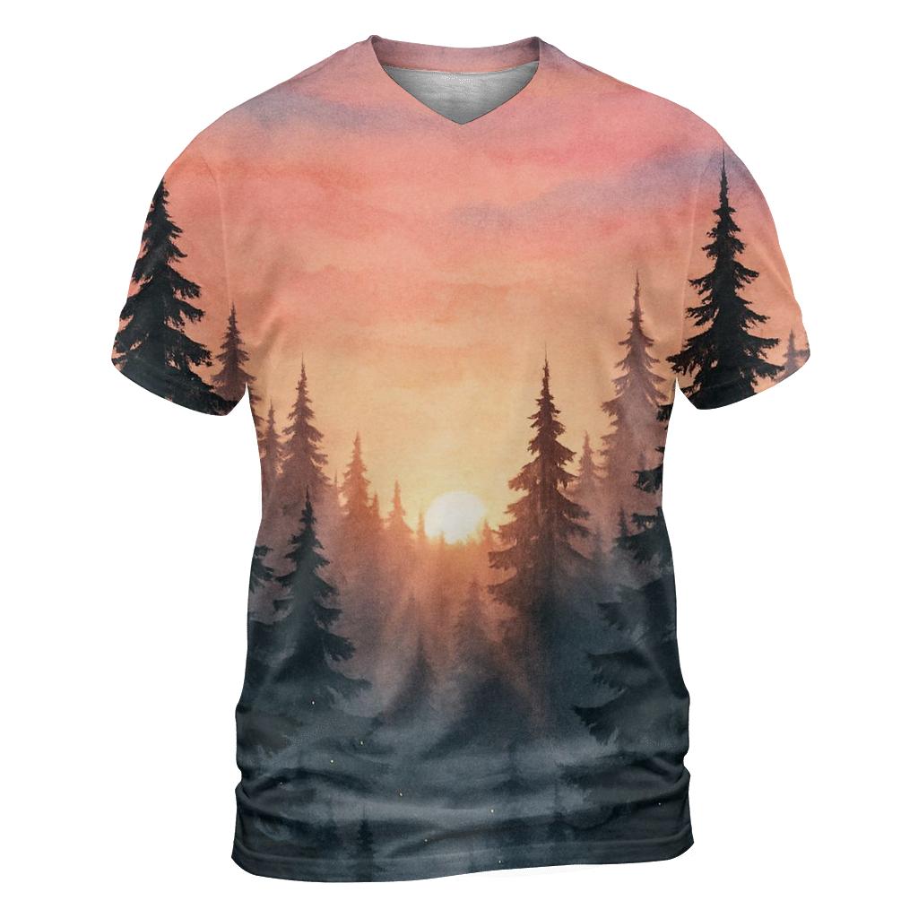 Whispers Over Pine Ridge vibrant all-over design tees