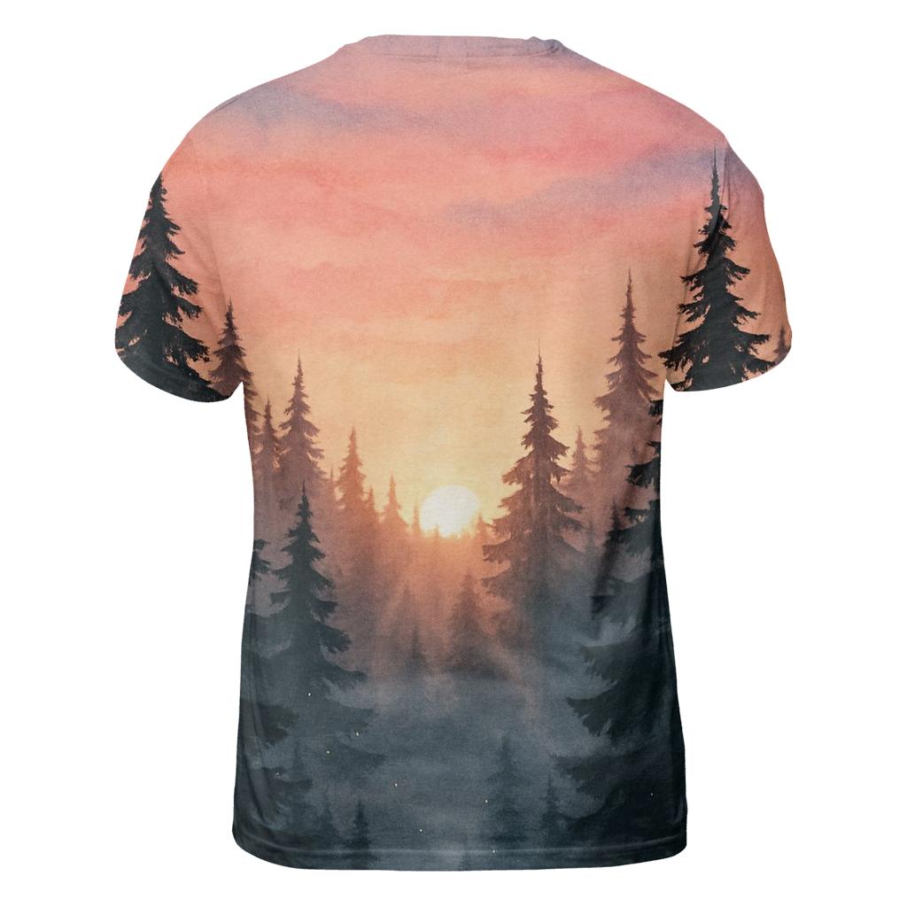 Whispers Over Pine Ridge vibrant all-over design tees