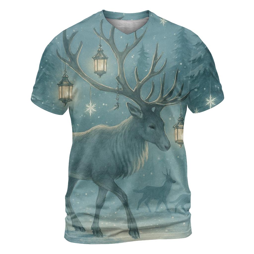 Reindeer Lantern Forest Procession trendy printed shirt styles