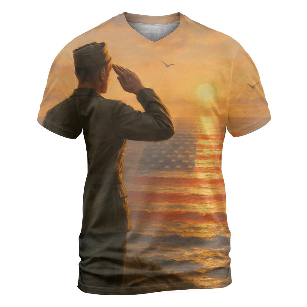 Silent Salute At Dawn Break vibrant all-over design tees