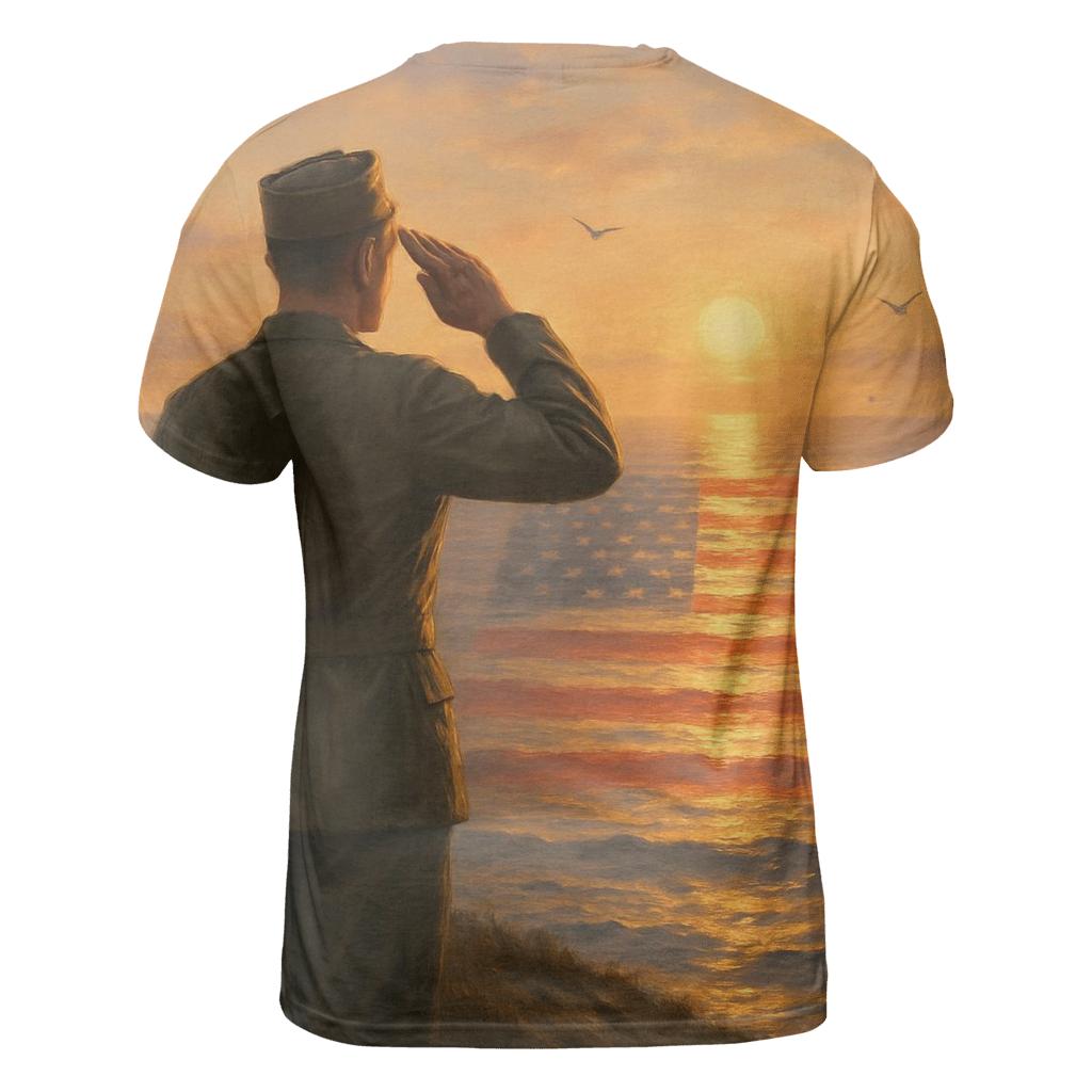 Silent Salute At Dawn Break vibrant all-over design tees