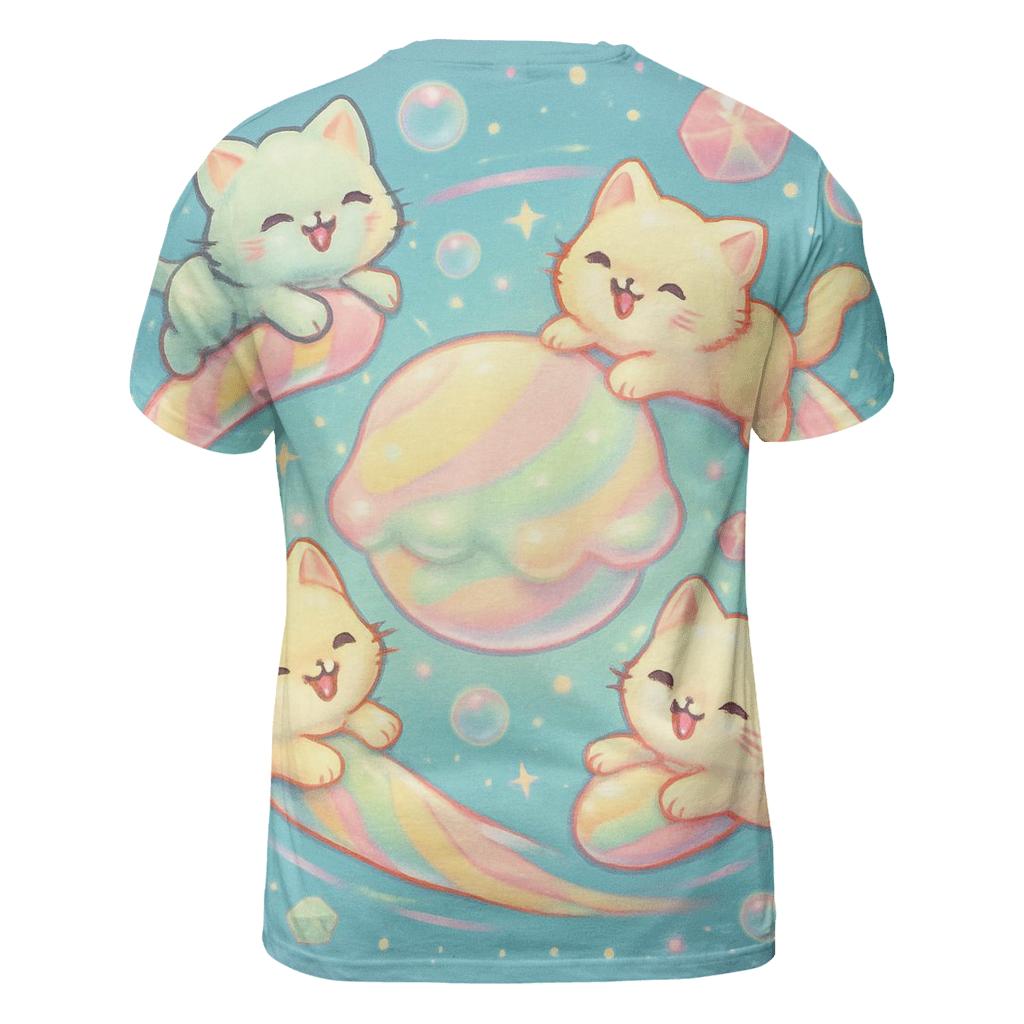 Candy Comet Carousel Cats vibrant all-over design tees