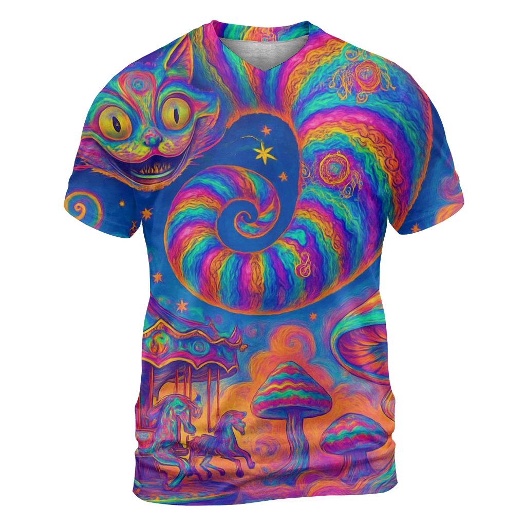 Psychedelic Carnival Cheshire Cat custom all-over print shirts