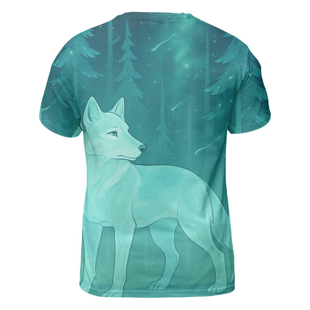 Starlit Forest Echo Wolf artistic all-over print tops