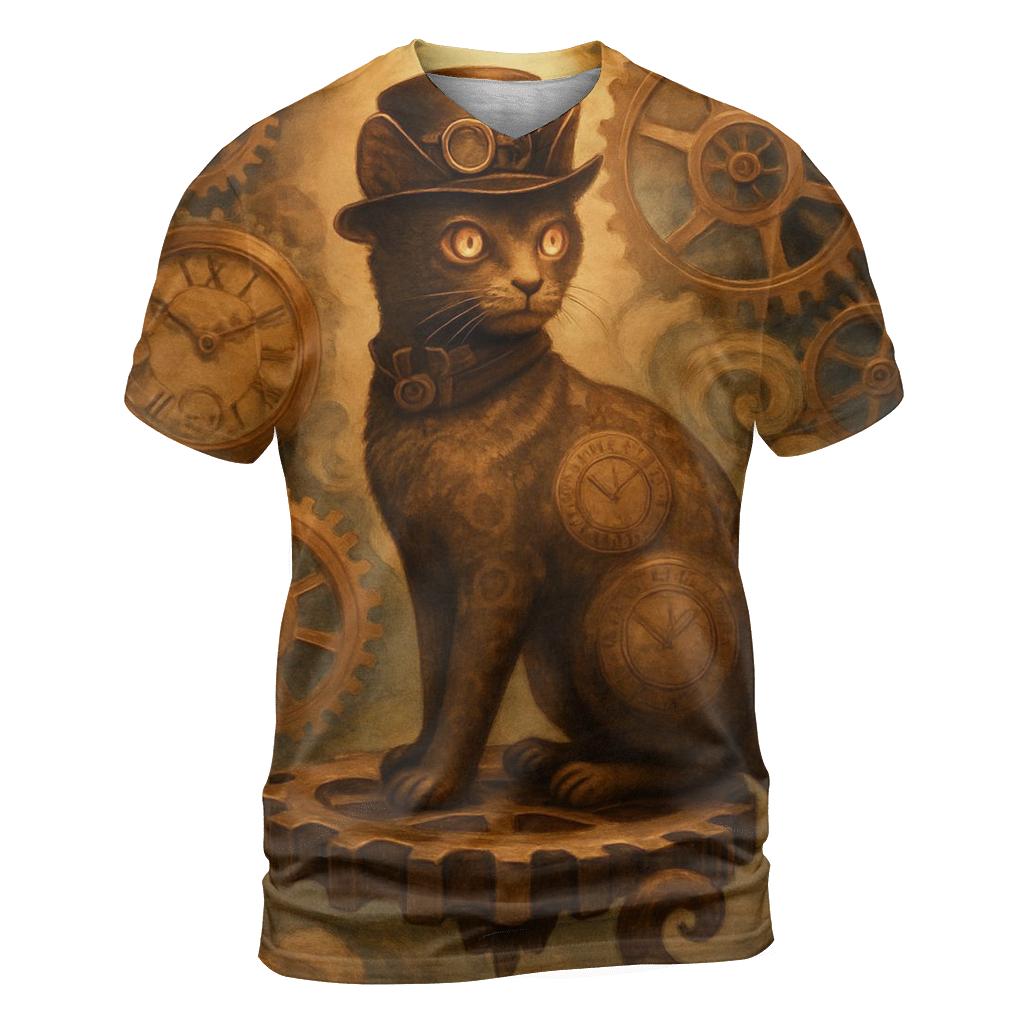 Clockwork Time Voyager Cat custom all-over print shirts