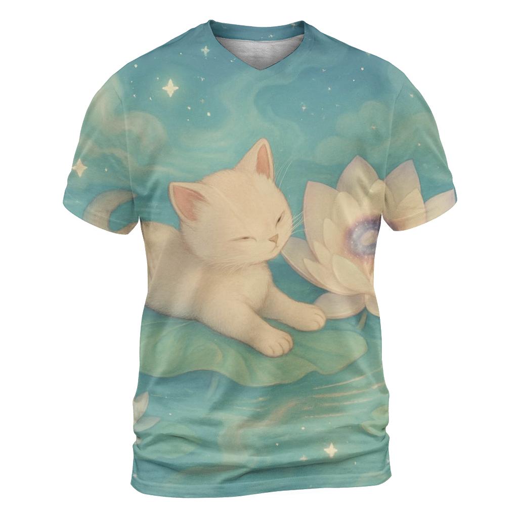 Lotus Star Pond Dreaming Cat personalized full print shirts